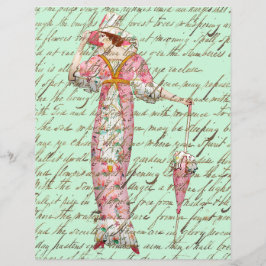 Woman Umbrella Old Script Writing för vintage 1900