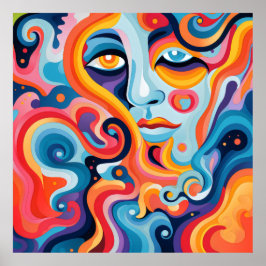 Woman Vibrant Whirl of Känslor Poster
