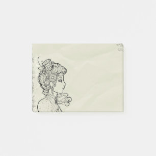 Woman vintage bild post-it block