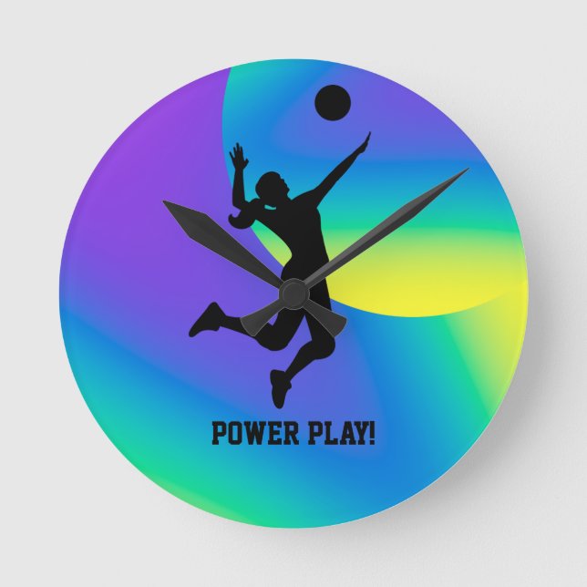 Woman Volleyball Player Beach Volleyball Rund Klocka (Framsida)