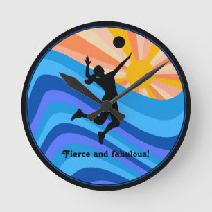 Woman Volleyball Player Beach Volleyball Rund Klocka