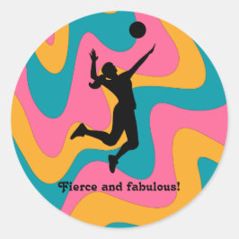 Woman Volleyball Player Beach Volleyball Runt Klistermärke