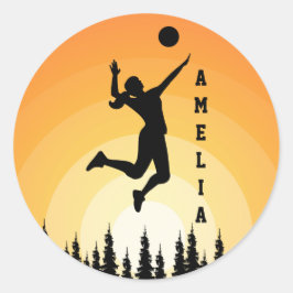 Woman Volleyball Player Beach Volleyball Runt Klistermärke