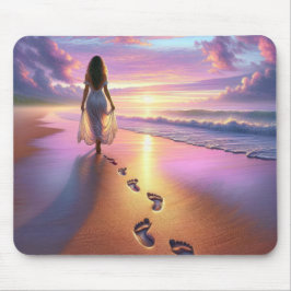 Woman Walking A Sunset Beach Musmatta