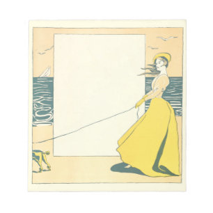 Woman Walking Hund på Beach Edward Penfield Anteckningsblock