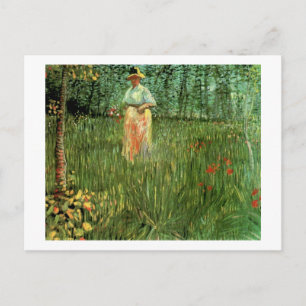 Woman Walking in a Garden Van Gogh Fine Art Vykort