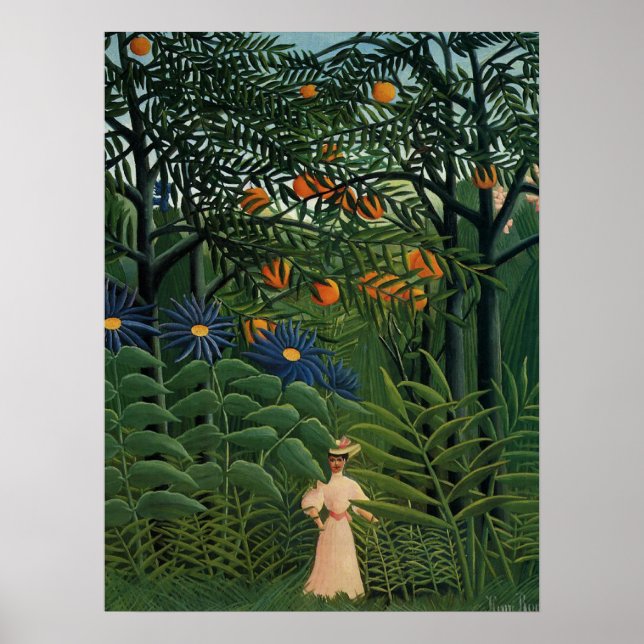 "Woman Walking in an Exotic Forest" Poster (Framsidan)