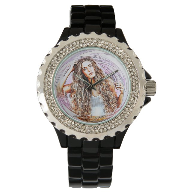 Woman Watch Enamel Band Mujer Reloj Esmalte Crysta Armbandsur (Framsida)