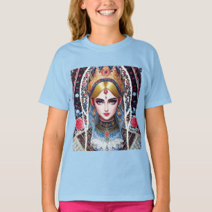 Woman Wearing an Ornate Guld Headdress T Shirt