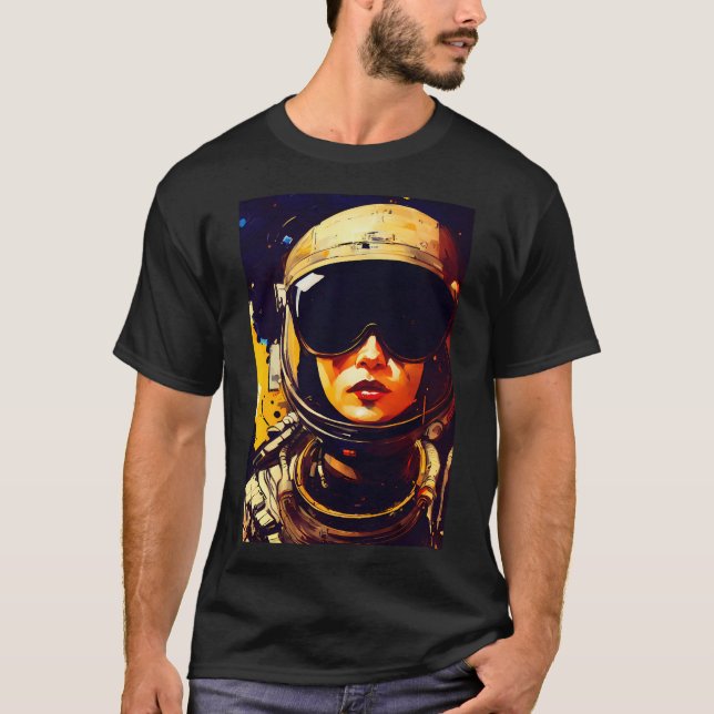 Woman Wearing Astronaut Helmet T Shirt (Framsida)