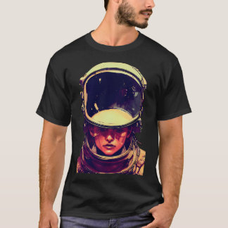 Woman Wearing Astronaut Helmet T Shirt