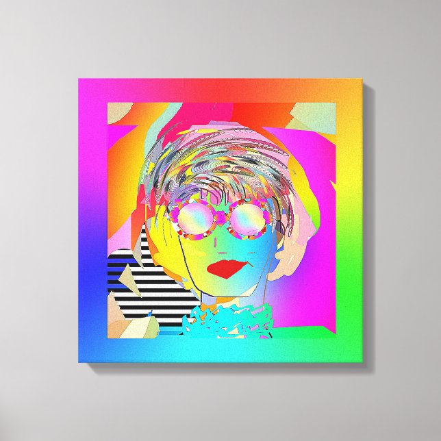 Woman Wearing Rainbow Glasses + A Smirk Canvastryck (Framsida)