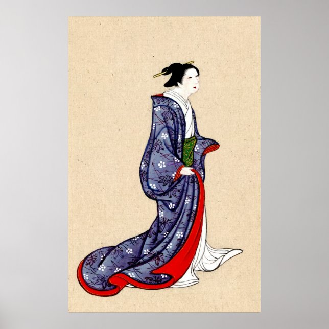 Woman Wearing Robe och Kimono 1878 Poster (Framsidan)