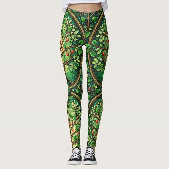 Woman wearing vibrant leggings with an intricate  (Framsida)