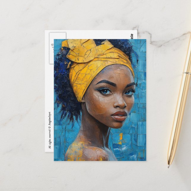 Woman Wearing Yellow Vykort (Fram/Back In Situ)