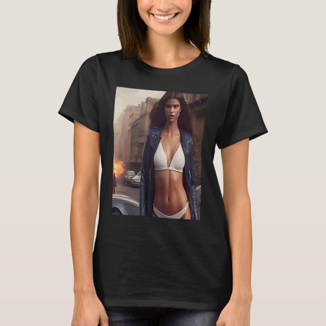 Woman White Bikini look Glam Outfit Inspo City Sof T Shirt (Framsida)