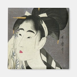 Woman Wiping Sweat Utamaro Bra Japansk konst Magnet