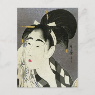 Woman Wiping Sweat Utamaro Bra Japansk konst Vykort