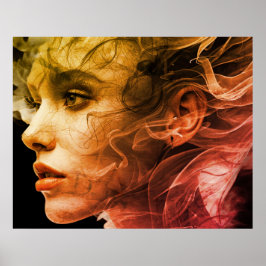 Woman with a 1974 Vibe on a Square Wall Poster