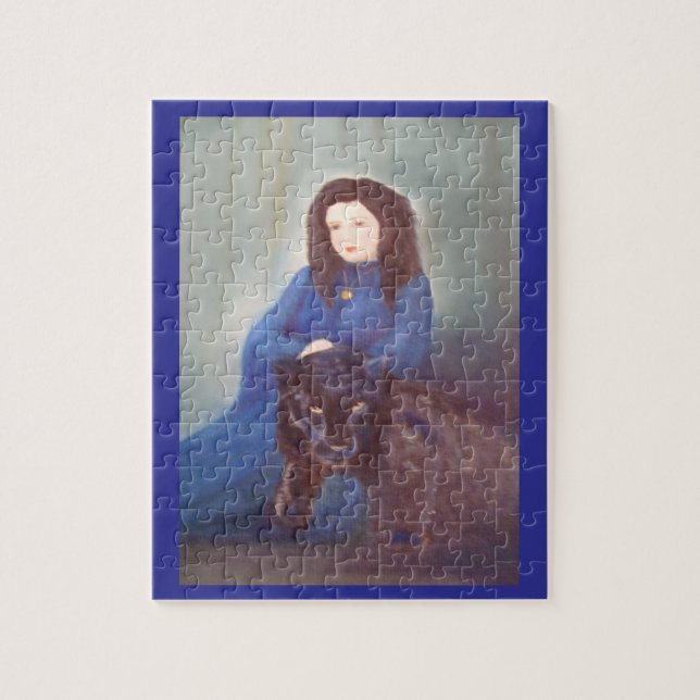 Woman with Black Panther Jigsaw Puzzle Pussel (Vertikal)