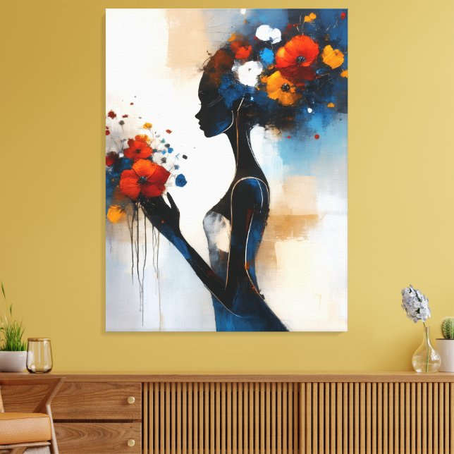 Woman with Flowers Canvas Print (Insitu (Vardagsrum))