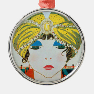 WOMAN WITH ORIENTAL YELLOW TURBAN JULGRANSPRYDNAD METALL