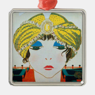 WOMAN WITH ORIENTAL YELLOW TURBAN JULGRANSPRYDNAD METALL