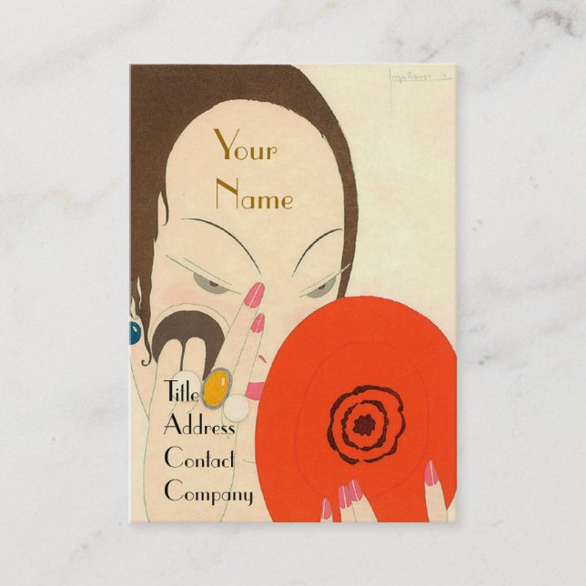 WOMAN WITH RED SPEGEL Deco Beauty Mode Makeup Visitkort (Framsida)