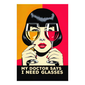 Woman with Wine Glasses and Text Fototryck
