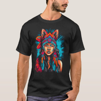 Woman Wolf Head Native American Intuitive T Shirt