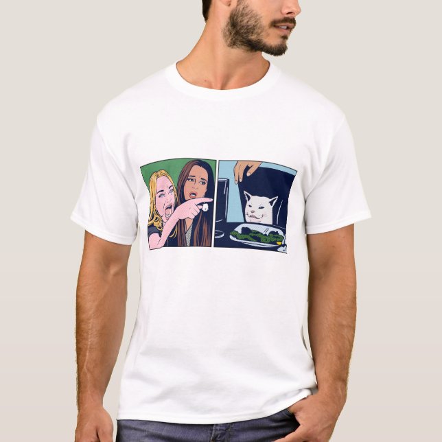 Woman yelling at cat meme in Pop art style T Shirt (Framsida)