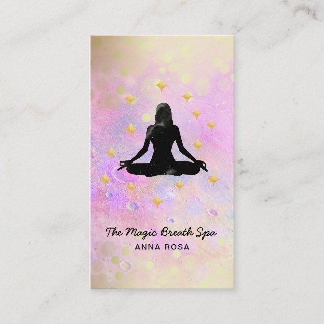 *~ Woman Yoga Glitter Guld Meditation Mindfulness Visitkort (Framsida)