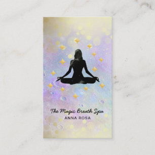 *~ Woman Yoga Guld Glitter Meditation Mindfulness Visitkort