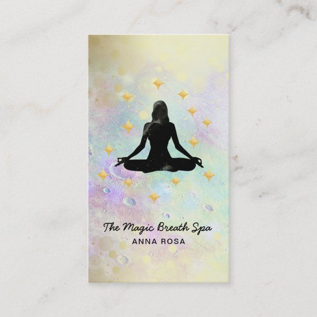 *~ Woman Yoga Guld Meditation Glitter Mindfulhet Visitkort (Framsida)