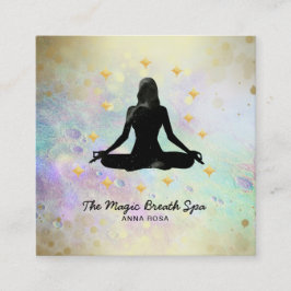 *~ Woman Yoga Meditation Mindfulness Guld Glitter Fyrkantigt Visitkort