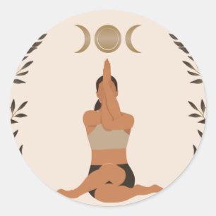 Woman yoga-poloörn arm andlig måne runt klistermärke
