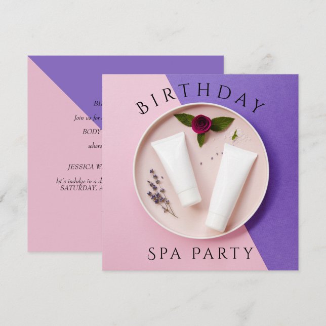 Womans Birthday Spa Day Inbjudningar (Fram/baksida)