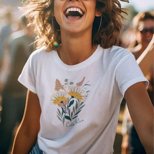 Womans botaniska Costa Rica Souvenir T Shirt (Woman's Botanical Costa Rica Souvenir T-Shirt)
