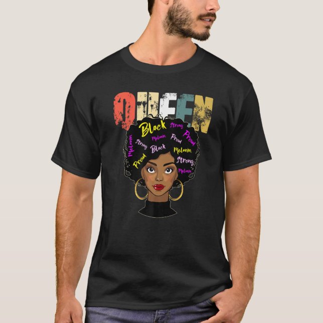 Womans Confident Black Queen African Natu T Shirt (Framsida)