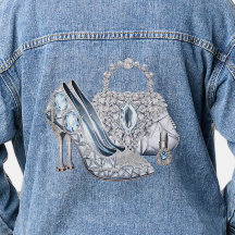 Womans Diamond High Heel Shoe Denim Jacka
