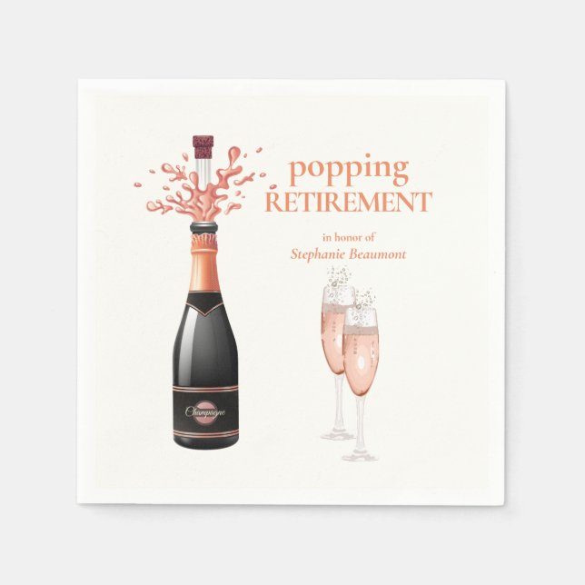 Woman's Elegant Popping Champagne Retirement Pappersservett (Framsidan)