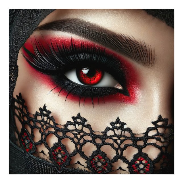 Woman's eye with a striking red iris fototryck (Framsidan)
