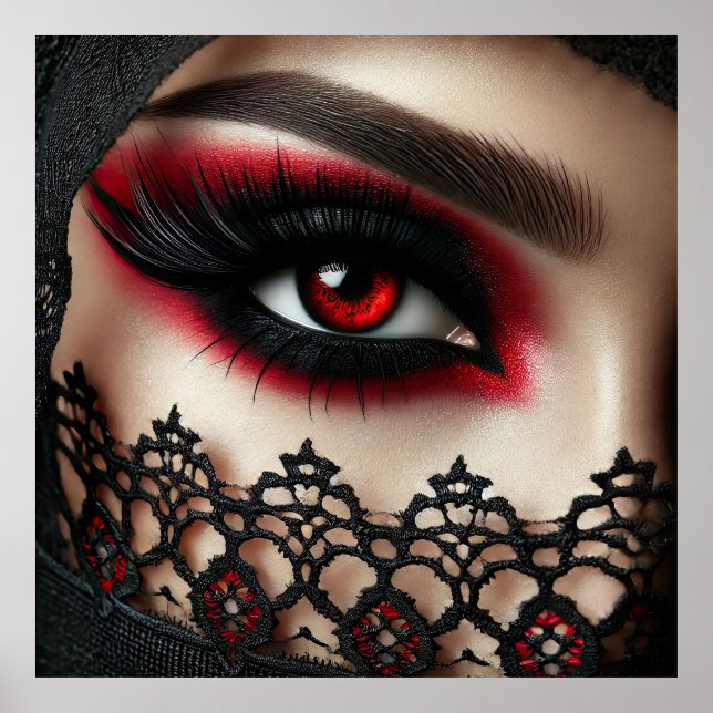 Woman's eye with a striking red iris poster (Framsidan)