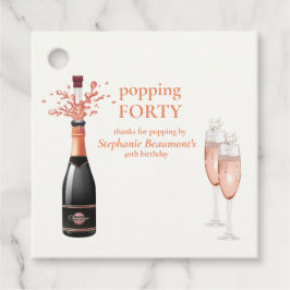 Woman's Funny Popping Champagne 40th Birthday Gåvor Etiketter
