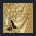 Womans Guld Födelsedagsfest Satin Glamor Inbjudningar<br><div class="desc">Kvinnans glamorösa guld födelsedagsfest inbjudan med vackra högklackskor från guld glitter, guld-ballonger, champagnepärlor och guld-snurrar från elegant på en lyxig bakgrund av guld. Eleganten guld födelsedagsfest inbjudan är enkelt att anpassa för evenemanget genom att helt enkelt lägga till dina uppgifter i teckensnittet stil och färg, formulering och layout efter eget...</div>