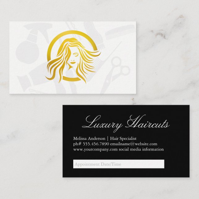 Womans Hair och Beauty | MÖTE Tidsbeställning Kort (Fram/baksida)