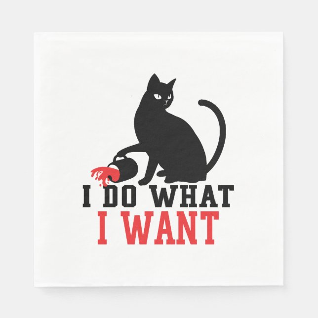 Woman's I Do What I Want Sassy Black Cat Coffee Pappersservett (Framsidan)