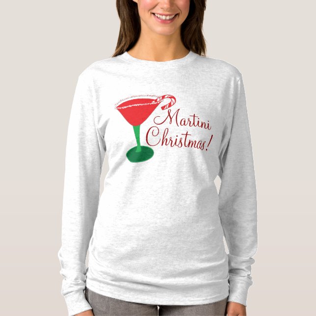 Womans Martini julshirt T-shirt (Framsida)