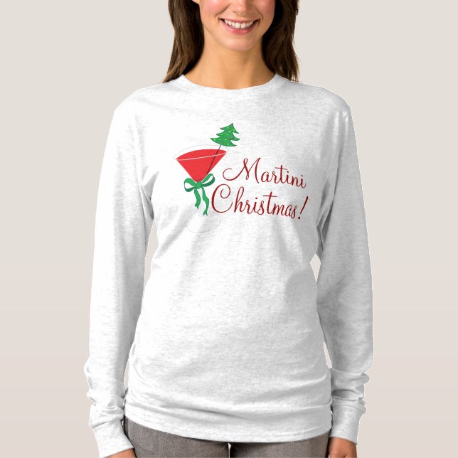 Womans Martini julshirt T Shirt (Framsida)
