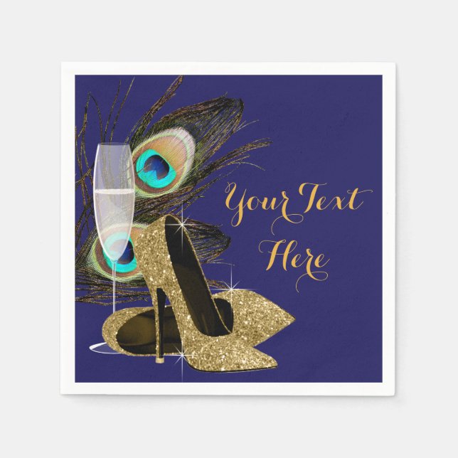 Womans Peacock Födelsedagsfest Pappersservett (Framsidan)